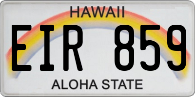 HI license plate EIR859