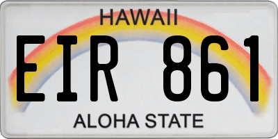 HI license plate EIR861