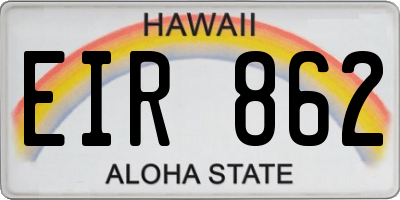 HI license plate EIR862