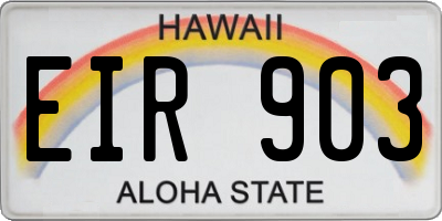HI license plate EIR903