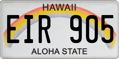 HI license plate EIR905
