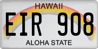 HI license plate EIR908