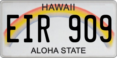 HI license plate EIR909