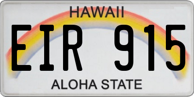 HI license plate EIR915