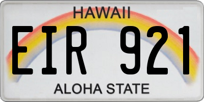 HI license plate EIR921
