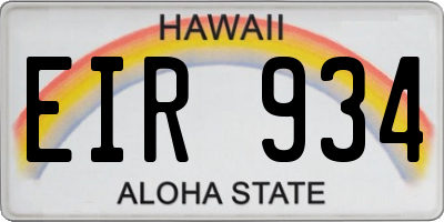 HI license plate EIR934