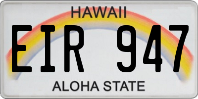 HI license plate EIR947