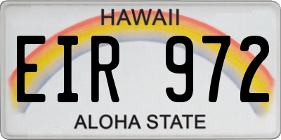 HI license plate EIR972