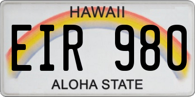 HI license plate EIR980