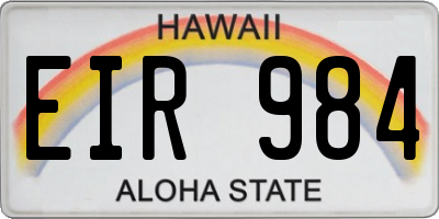 HI license plate EIR984