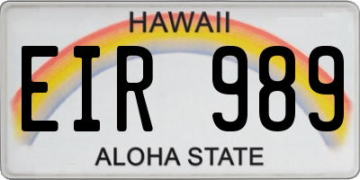 HI license plate EIR989