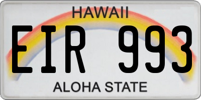 HI license plate EIR993