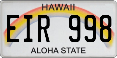 HI license plate EIR998