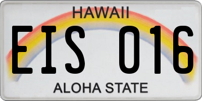 HI license plate EIS016