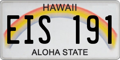 HI license plate EIS191