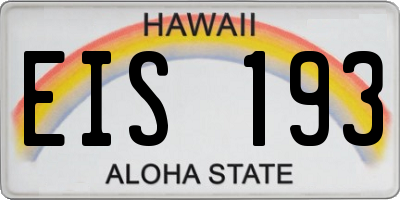 HI license plate EIS193