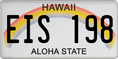 HI license plate EIS198