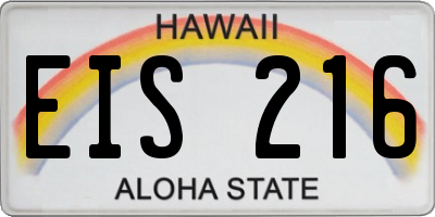 HI license plate EIS216