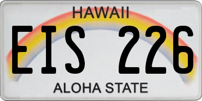HI license plate EIS226