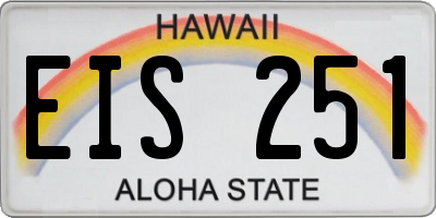 HI license plate EIS251