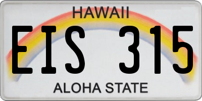 HI license plate EIS315