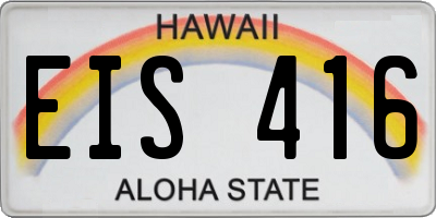 HI license plate EIS416