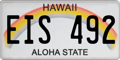 HI license plate EIS492