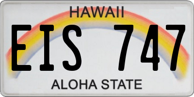 HI license plate EIS747