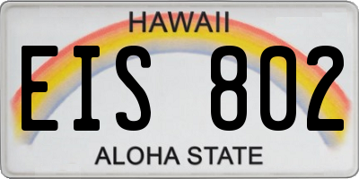 HI license plate EIS802