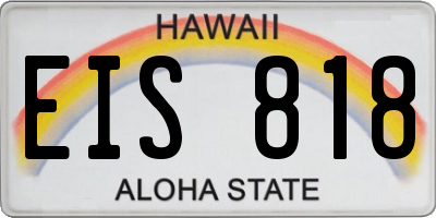 HI license plate EIS818