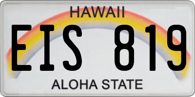 HI license plate EIS819