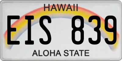 HI license plate EIS839
