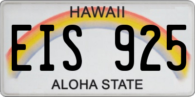 HI license plate EIS925