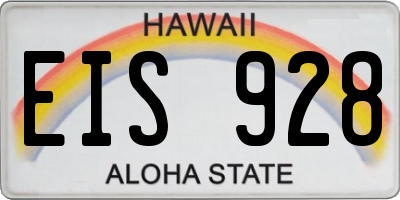 HI license plate EIS928
