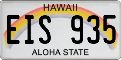 HI license plate EIS935