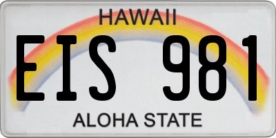 HI license plate EIS981
