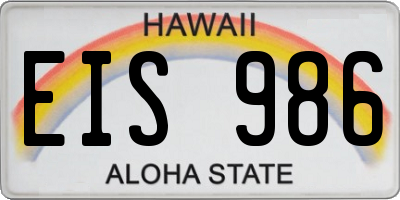 HI license plate EIS986