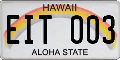 HI license plate EIT003