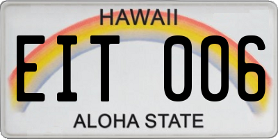 HI license plate EIT006