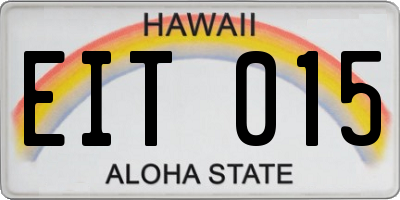 HI license plate EIT015