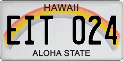HI license plate EIT024