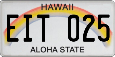 HI license plate EIT025