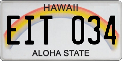 HI license plate EIT034