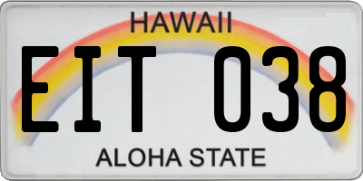 HI license plate EIT038