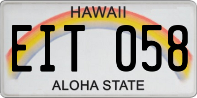 HI license plate EIT058