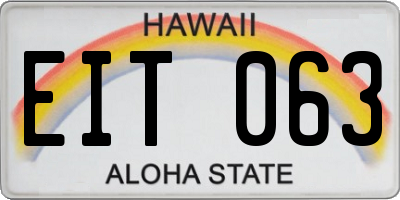 HI license plate EIT063
