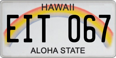 HI license plate EIT067