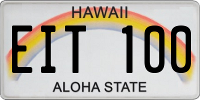 HI license plate EIT100