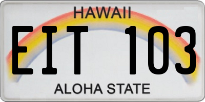 HI license plate EIT103