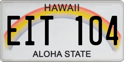HI license plate EIT104